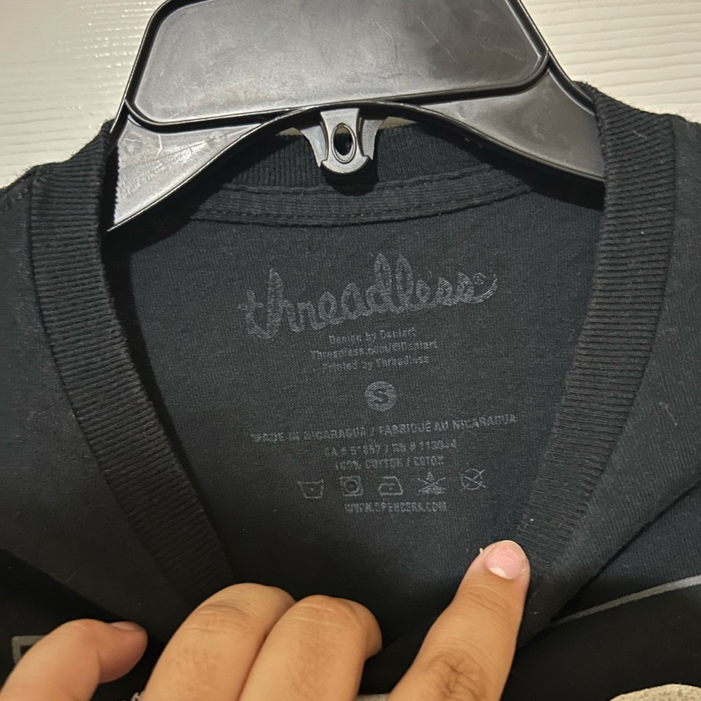 Threadless Black Skeleton Fringe Tee - image 4